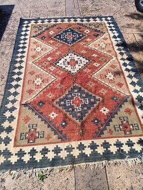Vintage AMERICAN iNDIAN rUG,,8X5'